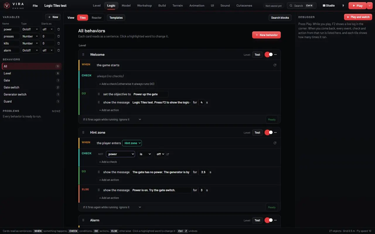 Logic Tiles rules in the Logic tab